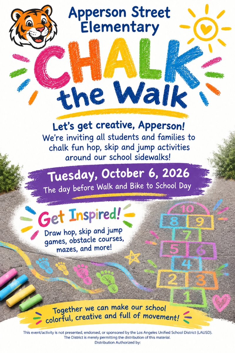 Draw on the sidwalks to make the school ready for walk and roll to school day.